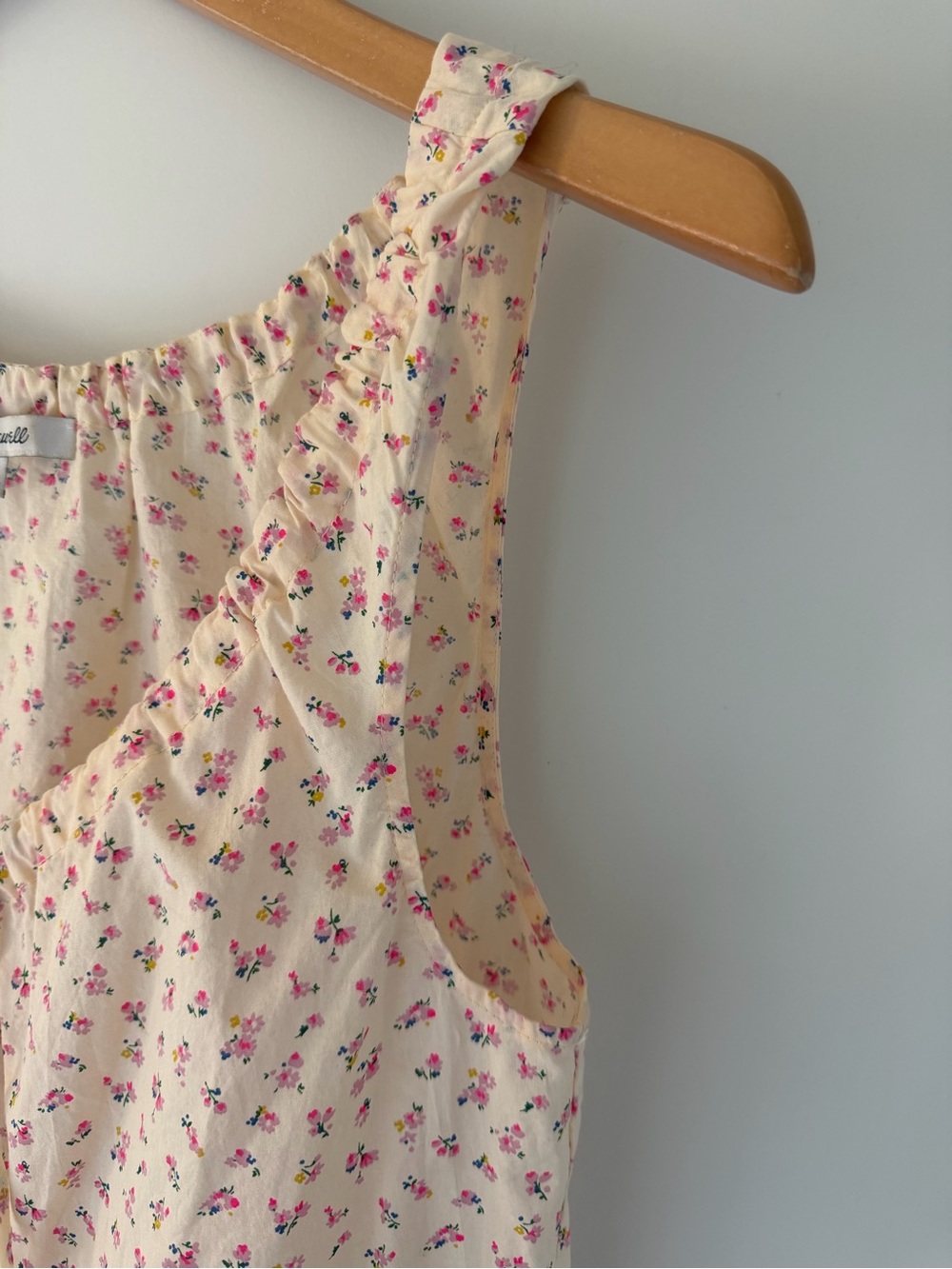 Madewell Cream Tank Top with Pink Floral Print and Tie Front - Picture 4 of 9